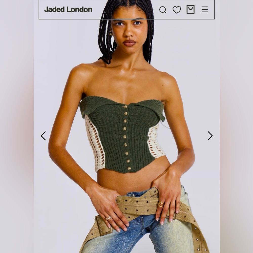 JADED LONDON AKIO KNITTED CORSET TOP SIZE S